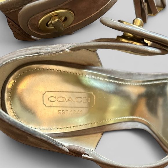 COACH Tristen Turnlock Suede Heels - Picture 5 of 7